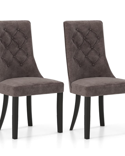 Giantex Tufted Dining Chairs, Upholstered Kitchen Chairs w/High Backrest, Rubber Wood Legs
