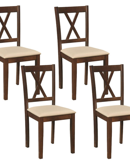 Giantex Wooden Dining Chairs Set of 4 with Solid Rubber Wood Frame