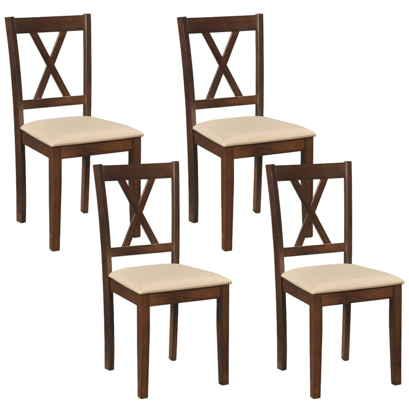 Giantex Wooden Dining Chairs Set of 4 with Solid Rubber Wood Frame