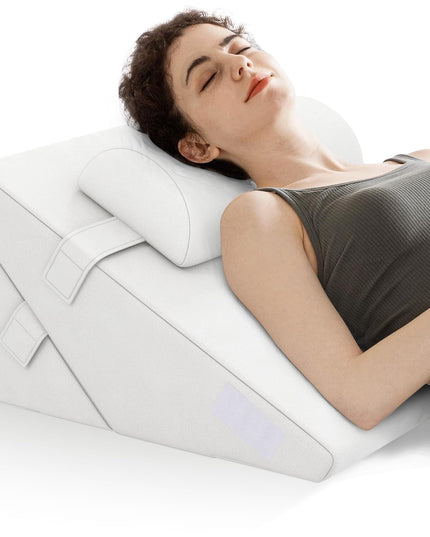 Giantex Bed Wedge Pillow for Sleeping, 12 Inch Adjustable Triangle Pillow with Air Memory Foam