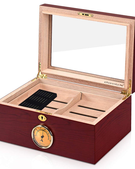 Giantex Desktop Cigar Humidor Tempered Glasstop Lockable