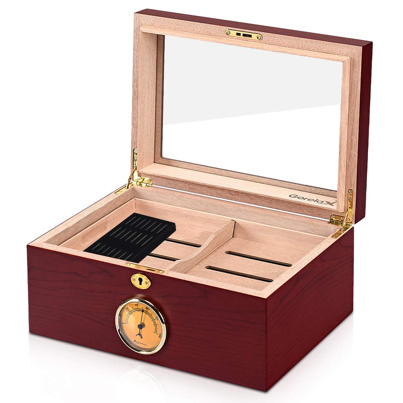 Giantex Desktop Cigar Humidor Tempered Glasstop Lockable