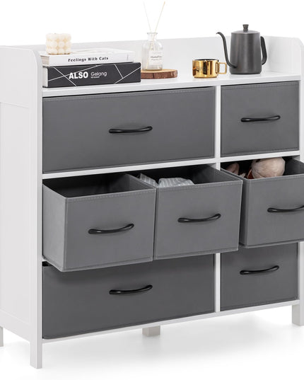 Giantex Storage Cabinet with 7 Drawers & Open Shelf, Chest of Drawers, Console Table
