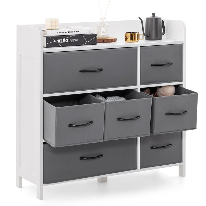 Giantex Storage Cabinet with 7 Drawers & Open Shelf, Chest of Drawers, Console Table