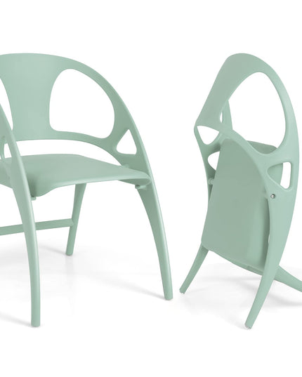 Giantex Folding Dining Chairs Set of 2/4, Outdoor Plastic Dining Chairs with Armrest and High Backrest