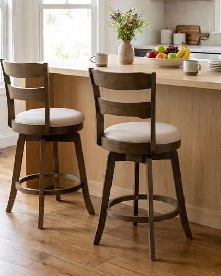 Giantex Tabourets de Bar Pivotants, Lot de 2 ou 4 | Tabourets de Comptoir de 63,5 cm avec Assise Rembourrée en Tissu