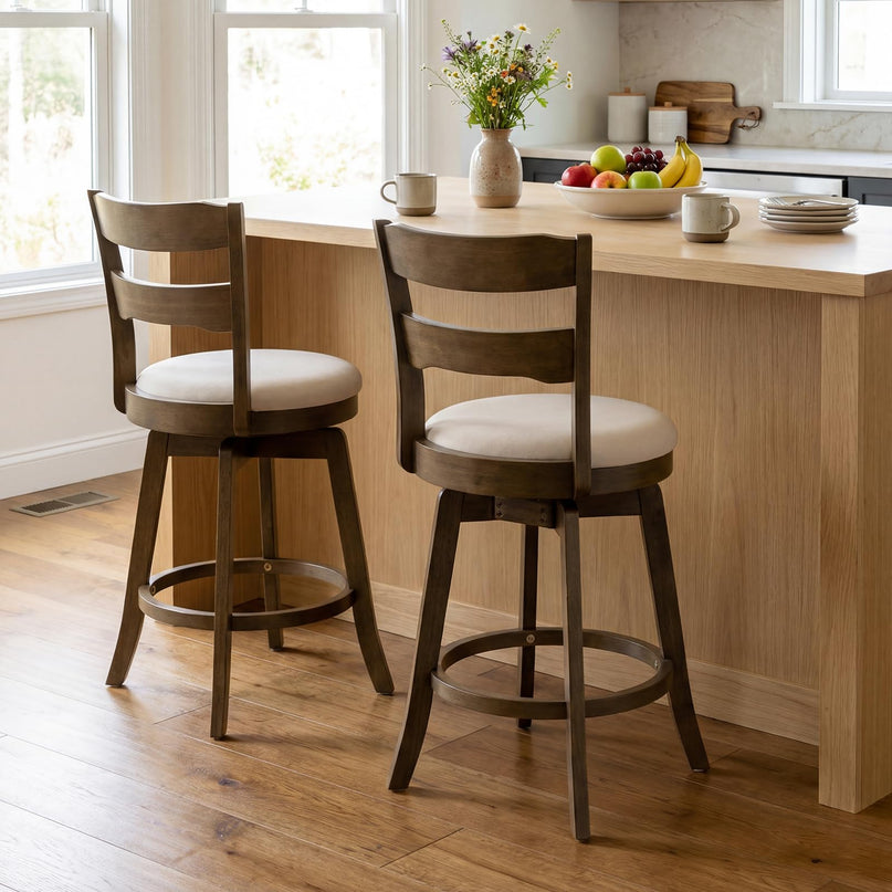 Giantex Tabourets de Bar Pivotants, Lot de 2 ou 4 | Tabourets de Comptoir de 63,5 cm avec Assise Rembourrée en Tissu