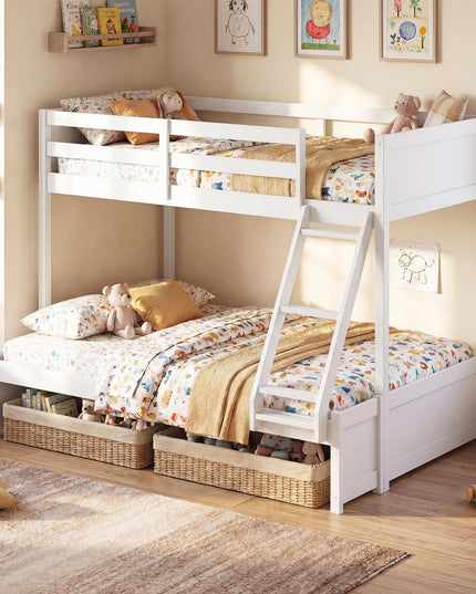 Giantex Twin Over Fulll Bunk Bed Wood Bunk Bed