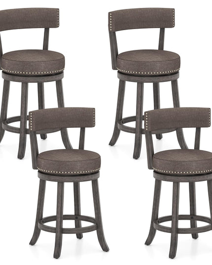 Giantex 26" Bar Stools Set, Swivel Counter Height Bar Chairs with Footrest, Rubber Wood Frame