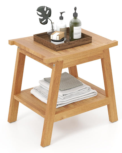Giantex Teak Shower Bench with Shelf