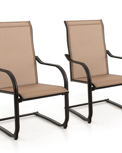 Giantex Patio Chairs, High Back Outdoor Chairs w/Sled Base, All Weather Fabric