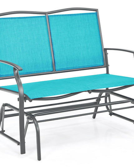 Chaise à bascule d'extérieur 2 places Giantex avec cadre en métal et tissu respirant