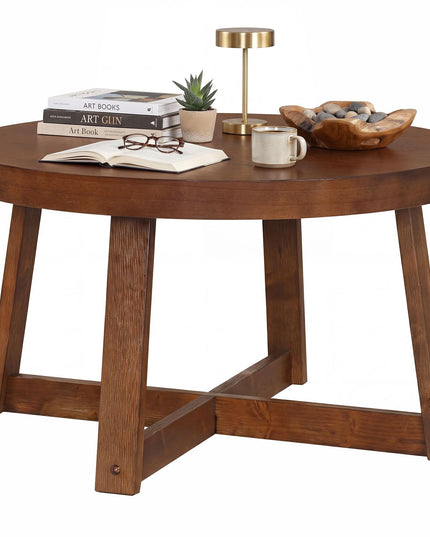 Table basse en bois Giantex 30" avec plateau épaissi et cadre en pin en forme de croix