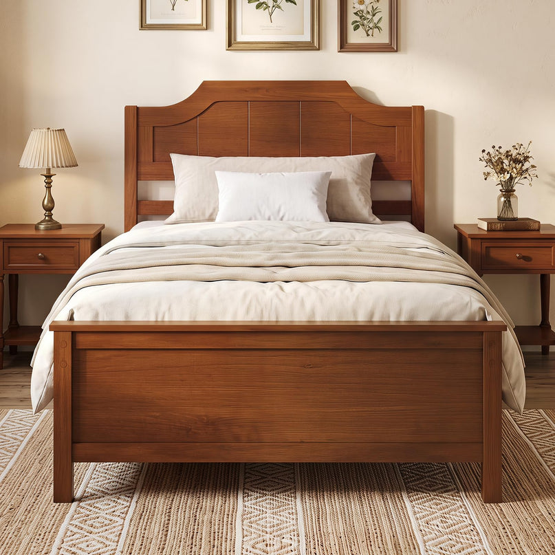 GIANTEX Twin/Full/Queen/King Size Wooden Bed Frame with Headboard