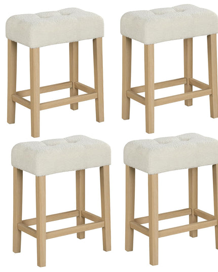 Giantex Sherpa Bar Stools, 24" Counter Height Kitchen Bar Stools with Cushioned Seat