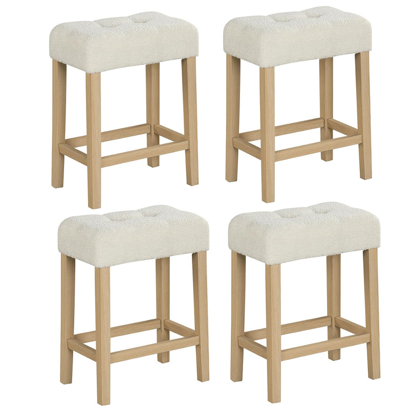 Giantex Sherpa Bar Stools, 24" Counter Height Kitchen Bar Stools with Cushioned Seat