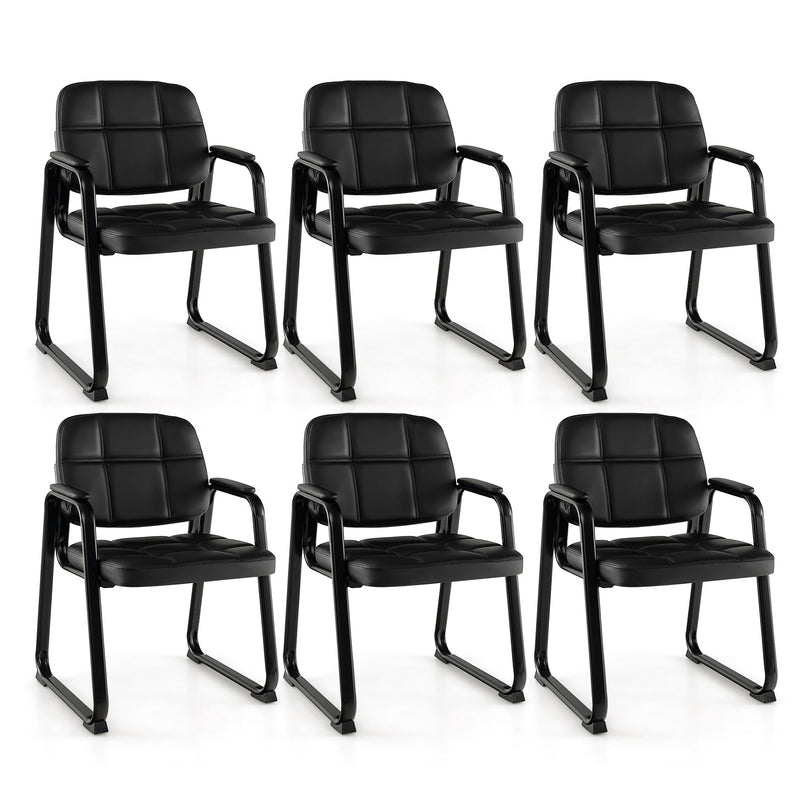 Giantex Waiting Room Chairs, Reception Guest Chair with Padded Armrests, Metal Frame & Sled Base