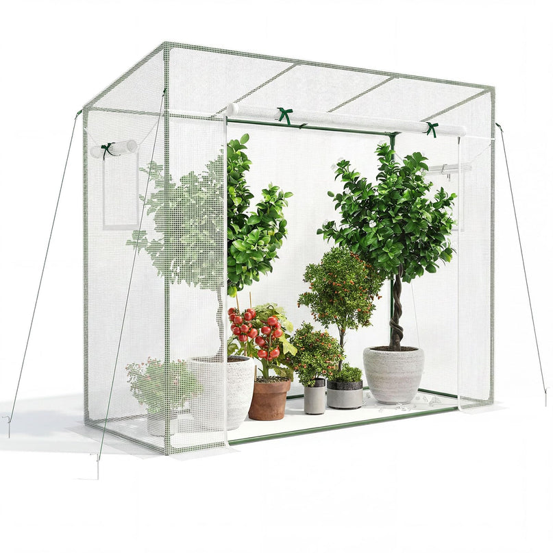 Giantex Walk-in Greenhouse, 4 Ground Stakes & Ropes, Outdoor Portable Mini Greenhouse w/ PE Cover