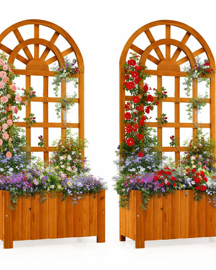 Jardinière surélevée d'extérieur Giantex 48" en bois de sapin avec écran d'intimité et trous de drainage