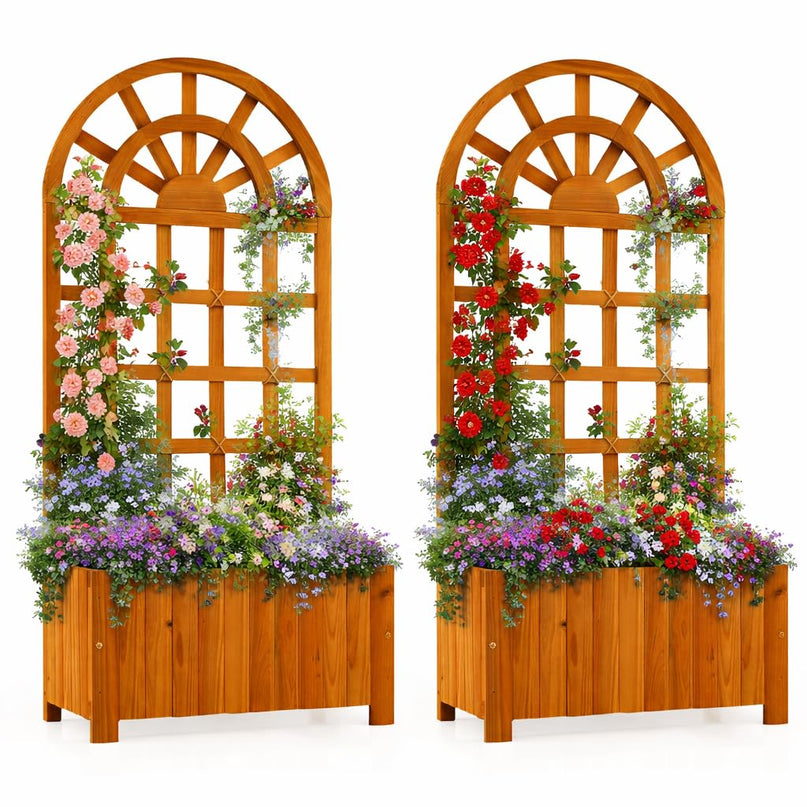 Jardinière surélevée d'extérieur Giantex 48" en bois de sapin avec écran d'intimité et trous de drainage
