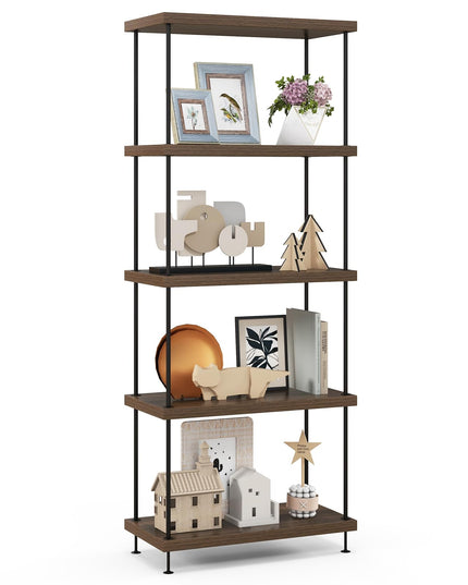 Giantex 3-Tier Open-Back Bookshelf, Freestanding Display Rack, Metal Frame Storage Shelf