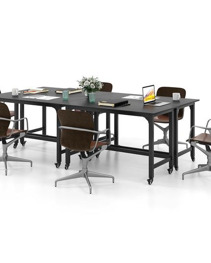 Giantex Conference Table, 48" Rectangular Mobile Meeting Room Desk with Removable Storage Bag & 2 Hanging Hooks