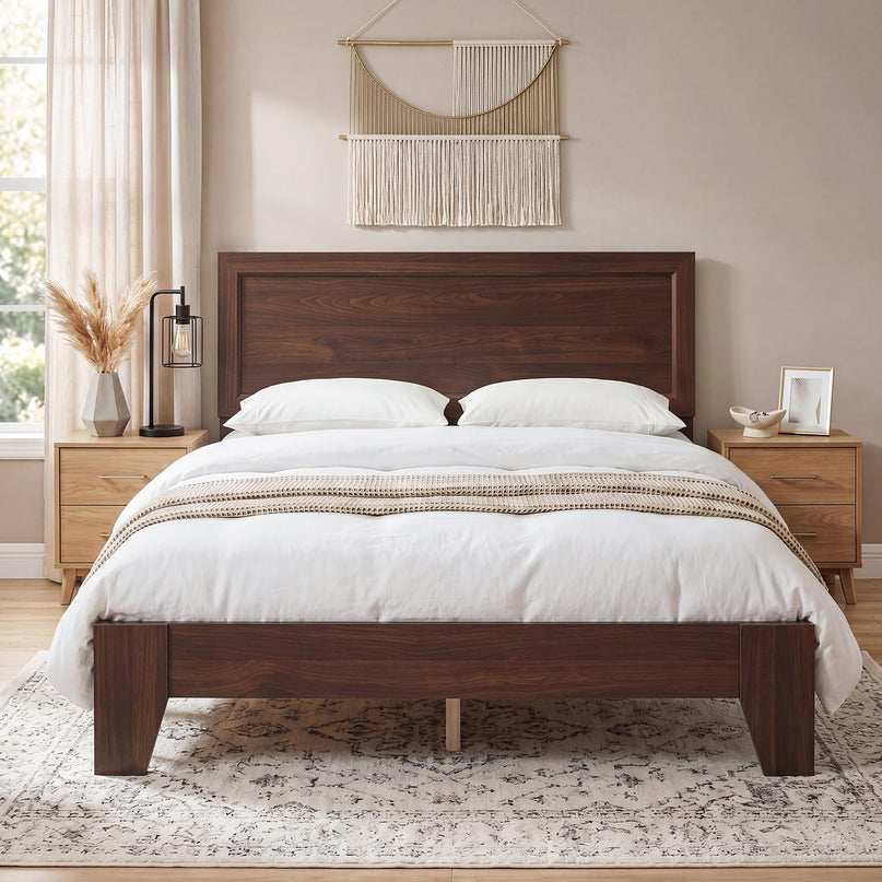 GIANTEX Twin/ Full/Queen Size Wooden Bed Frame with Heavy Duty Mattress Foundation
