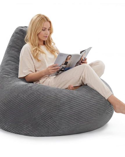 Giantex Bean Bag Chair for Adults with Skin-Friendly Corduroy Cover & Soft Sponge Filling