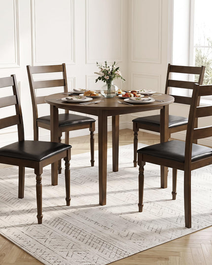 GIANTEX Farmhouse Ladder Back Kitchen Chairs | Upholstered Dining Room Chair w/Soft Padded Seat & Ergonomic Backrest