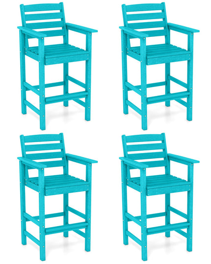 Giantex Tabourets de Bar 29" (Lot de 2/4), Tabourets de Bar en PEHD avec Dossier, Accoudoirs et Repose-Pieds, Charge Max. 150 kg