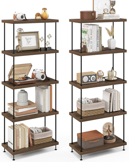 Giantex 3-Tier Open-Back Bookshelf, Freestanding Display Rack, Metal Frame Storage Shelf
