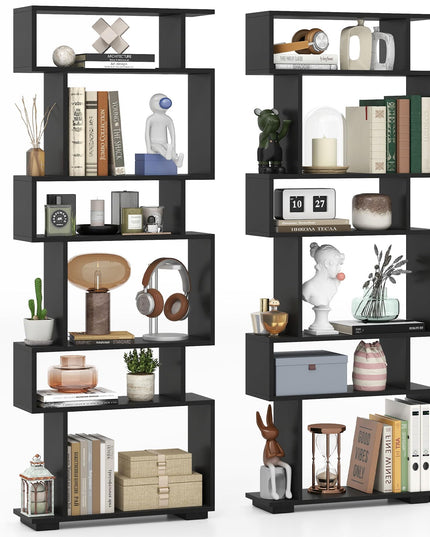 Giantex 6 Tier Geometric Bookshelf with 2 Anti Tipping Kits
