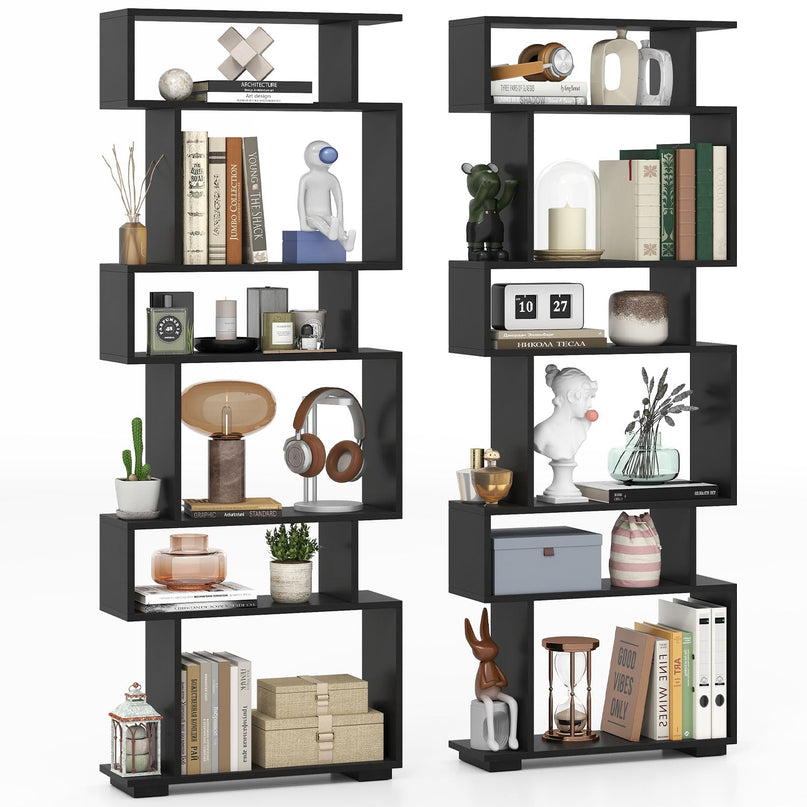 Giantex 6 Tier Geometric Bookshelf with 2 Anti Tipping Kits