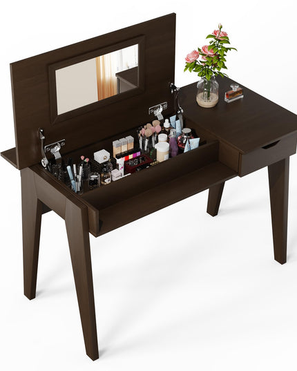 CHARMAID Vanity Table with Flip Top Mirror, 48'' Home Office Computer Desk