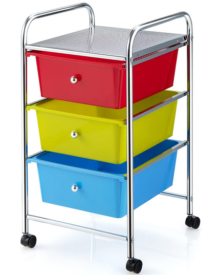 Giantex Rolling Cart with Drawers, Craft Organizer with Wheels, 3 Drawer Storage Container Bins