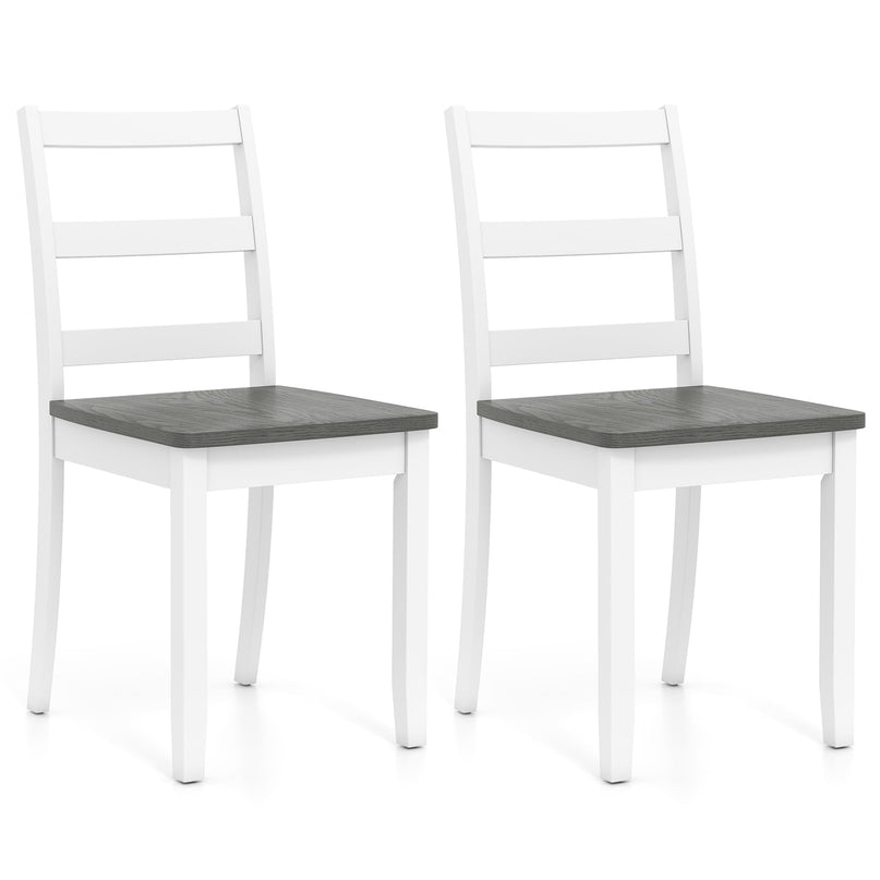 Giantex Wood Dining Chairs Set of 2/4 - Wooden Armless Kitchen Chairs with Solid Rubber Wood Legs