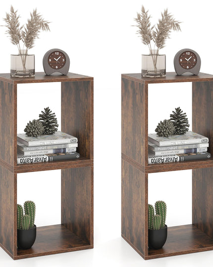 Giantex 2/4 Cube Bookshelf Organizer, 2-Tier Stackable Cube Storage Organizer