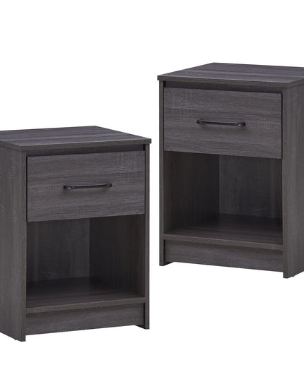 Nightstand w/Drawer, Wooden End Table w/Open Storage Compartment