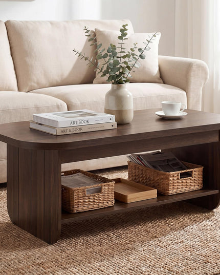 Giantex Oval Coffee Table 47" Mid Century Modern Center Table