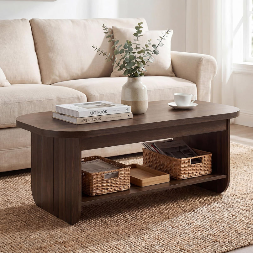 Giantex Oval Coffee Table 47" Mid Century Modern Center Table