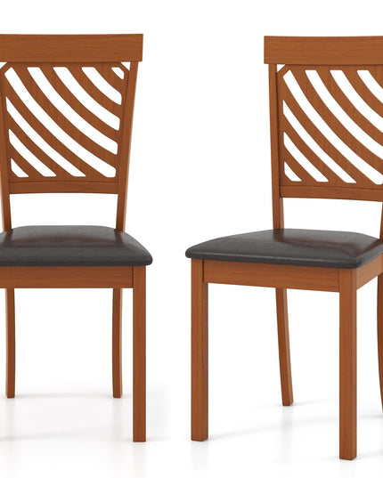 Giantex Dining Chair, Faux Leather Upholstered Kitchen Chairs w/Rubber Wood Legs & Ergonomic Back