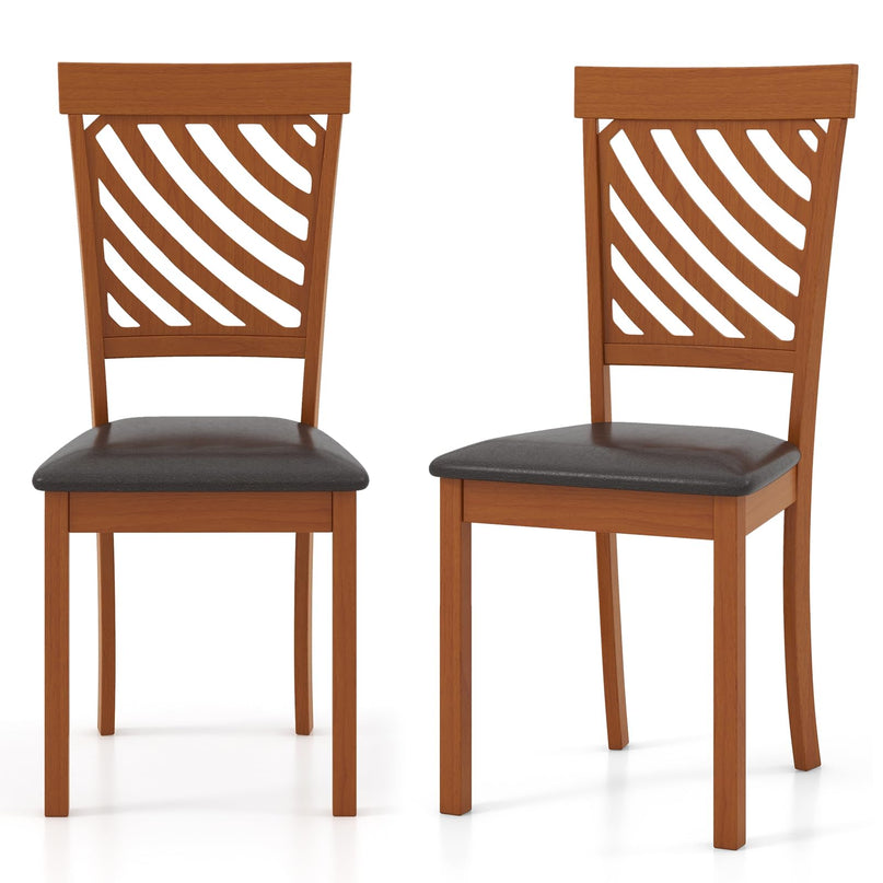 Giantex Dining Chair, Faux Leather Upholstered Kitchen Chairs w/Rubber Wood Legs & Ergonomic Back