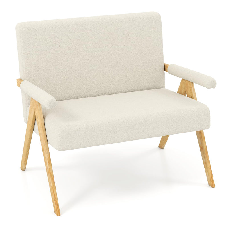Giantex Loveseat Sofa Comfy Upholstered Sherpa Couch