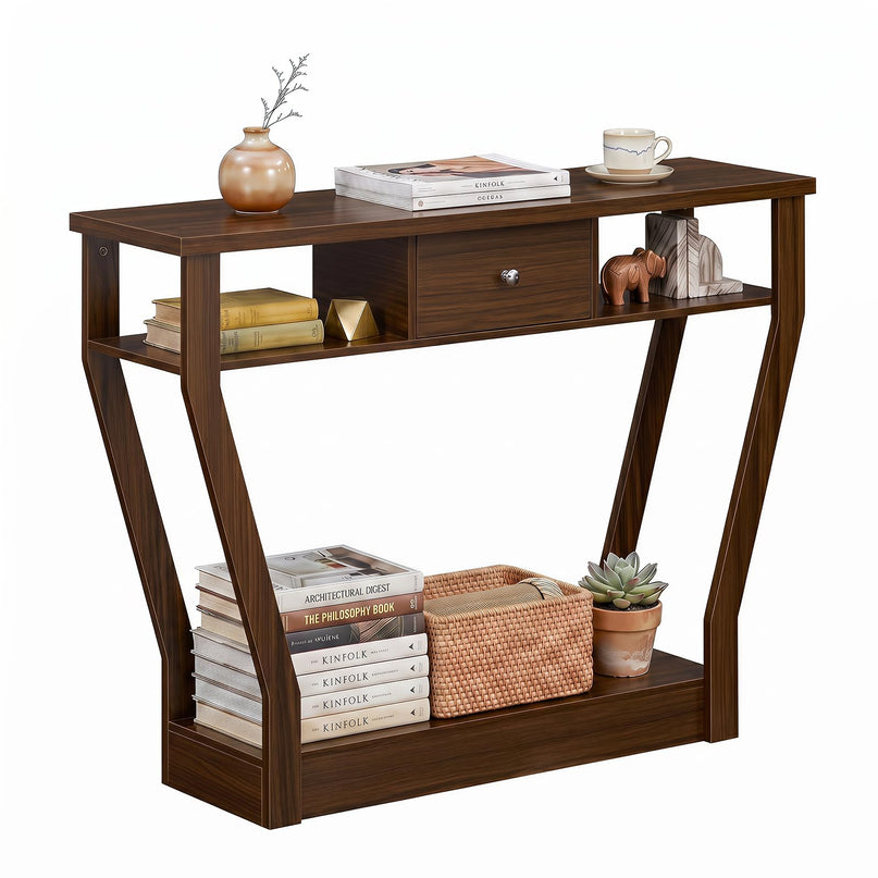 GIANTEX 43" Modern Console Table with Drawer & Storage Shelf