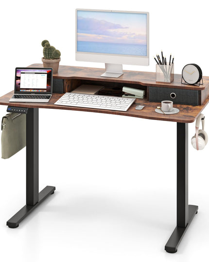 Giantex Electric Standing Desk with 2 Drawers, 48" /55"x 24" Height Adjustable Electric Stand Up Desk with Storage Shelf