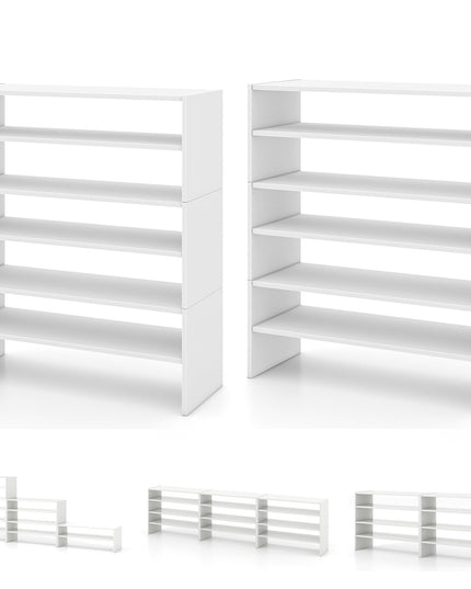 3-in-1 Shoe Rack, 5-Tier Shoe Organizer, Wood Storage Shelf for Shoes