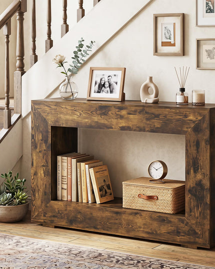 GIANTEX 47" Farmhouse Wooden Console Table with Open Storage Shelf