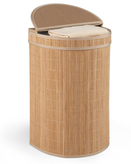 Giantex Bamboo Laundry Hamper with Zippered Lid