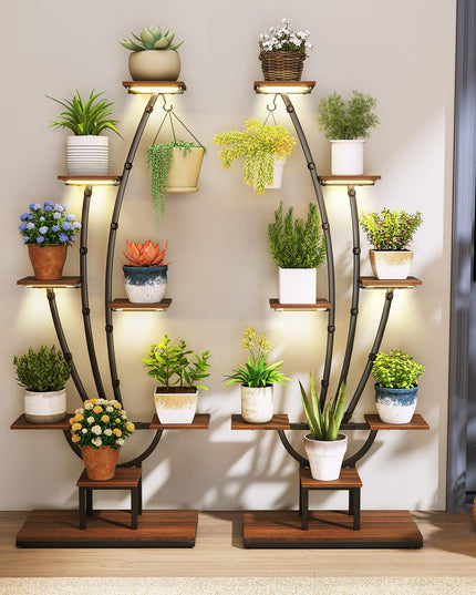 Giantex Plant Stand Indoor with Grow Lights 8-Tier 62" Tall Corner Metal Plant Shelf