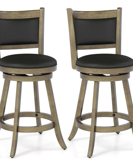Tabouret de bar à hauteur de comptoir Giantex avec dossier pivotant en bois et revêtement en tissu